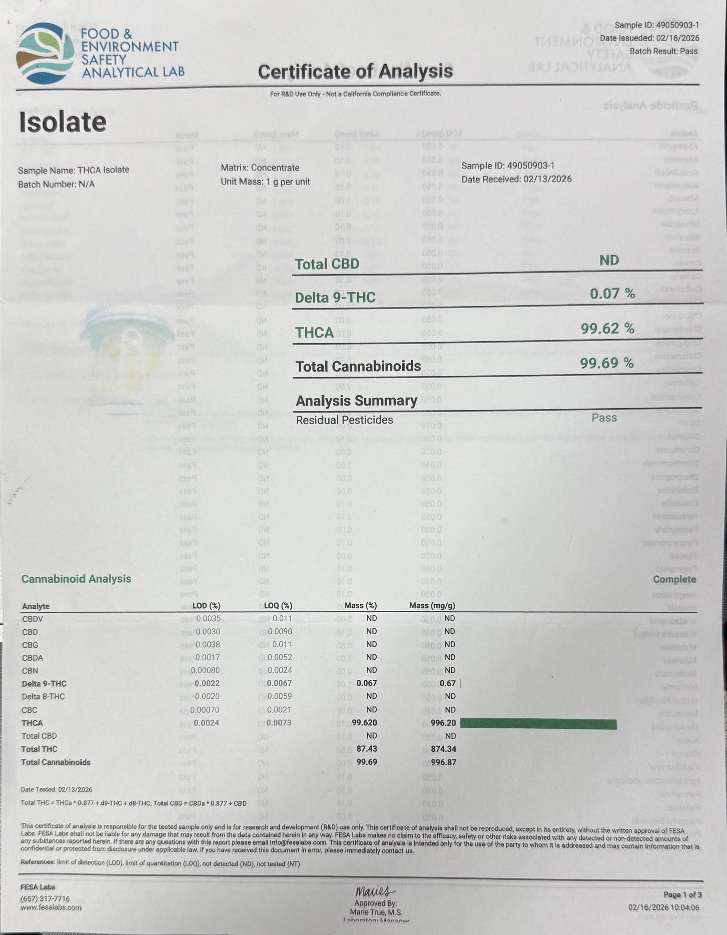 THCa Isolate Powder <98%