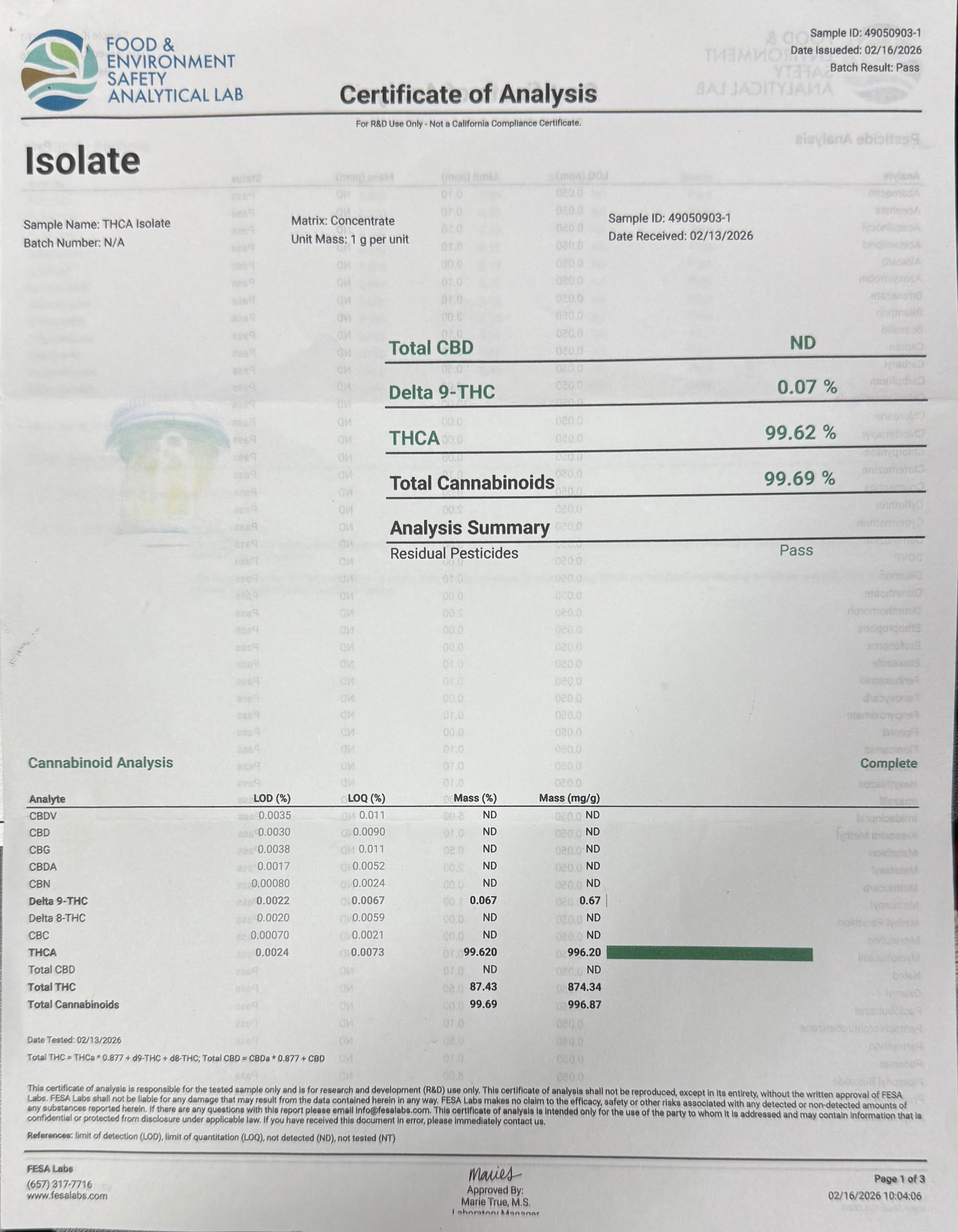 THCa Isolate Powder <98%